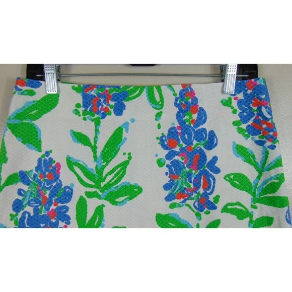 Lilly Pulitzer Floral Skirt Lined Womens Size 4 Knee Cotton Preppy Resort A line - Picture 5 of 9